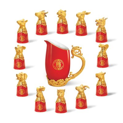 《十二生肖》酒杯、分酒器套装